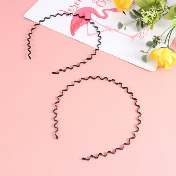 Yardwe 10Pcs Chic Black Metal Wave Shape Hair Hoop for Makeup and Daily Wear