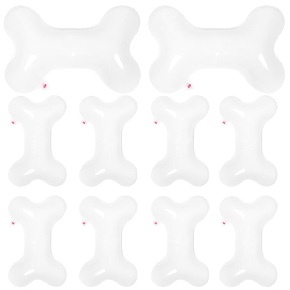 Yardwe 10Pcs Dog Party Supplies White Cartoon Bone Shaped Balloons for Indoor Celebrations