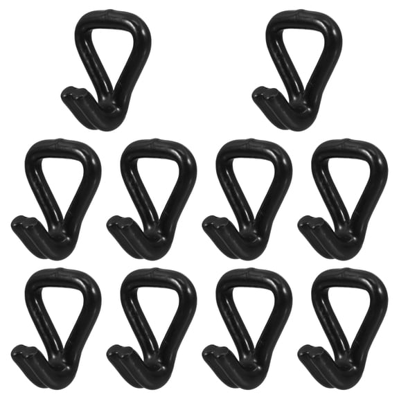 Yardwe 10Pcs Steel Double J Hooks Black Heavy Duty with Plastic Coating for Secure Tie Down Storage