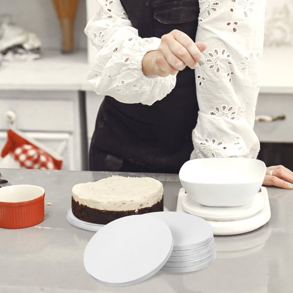 Yardwe 10Pcs White Paper Cake Cardboard Rounds Stable Cake Base for Decorating and Baking