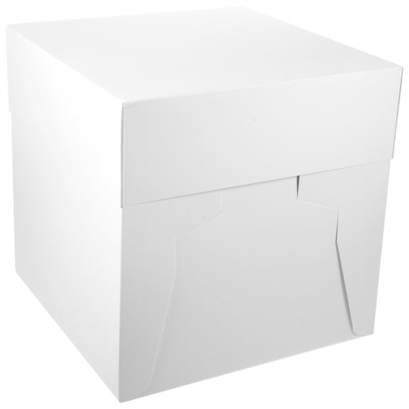 Yardwe 12 Inch White Paper Cake Box with Lid Cube Shape for Cake Storage and Carrying