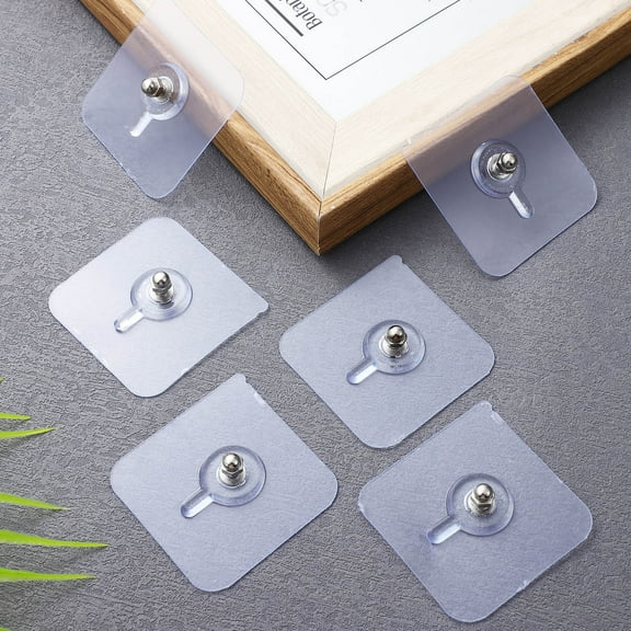 Yardwe 12Pcs Seamless Screw Self Adhesive Wall Hooks Transparent for Home