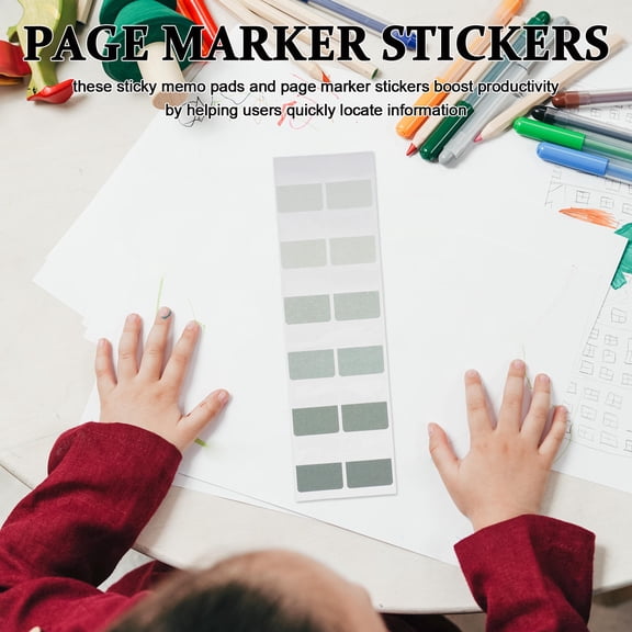 Yardwe 1200Pcs Light Green Adhesive Paper Tabs Writable Page Marker Tabs for Notebook Files
