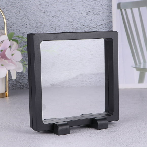 12Pcs Floating Frame Display Case for Necklace Ring Bracelette Black Plastic with Clear Windows