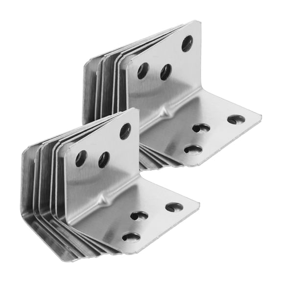 Yardwe 12Pcs Heavy Duty Stainless Steel Angle Brackets Plated Silver L Brackets for Wood Furniture