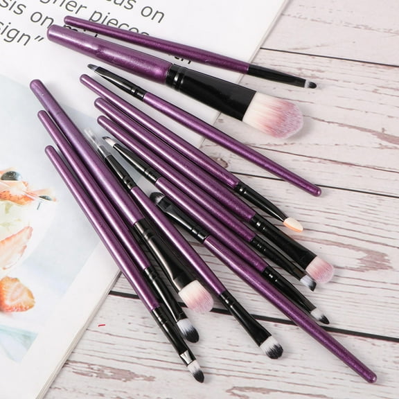 Yardwe 12Pcs Makeup Set with Assorted Color Nylon Bristles Brushes for Smooth Even Application