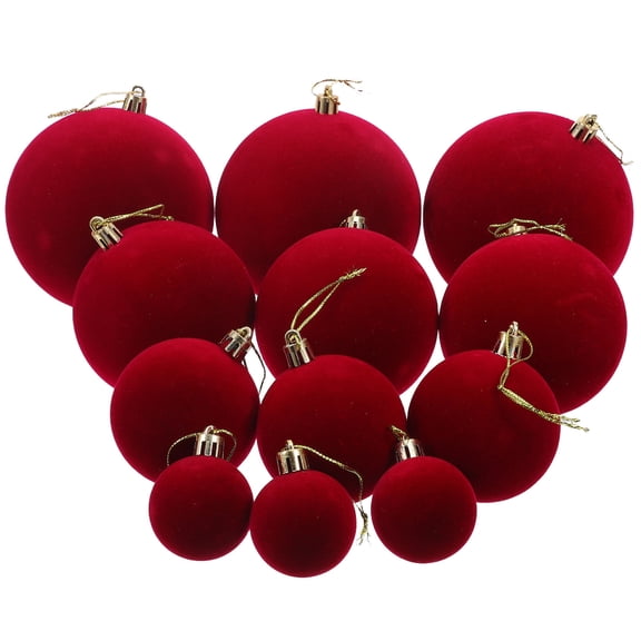 Yardwe 12Pcs Shatterproof Red Plastic Ball Ornaments for Holiday Ceiling Hanging Decor