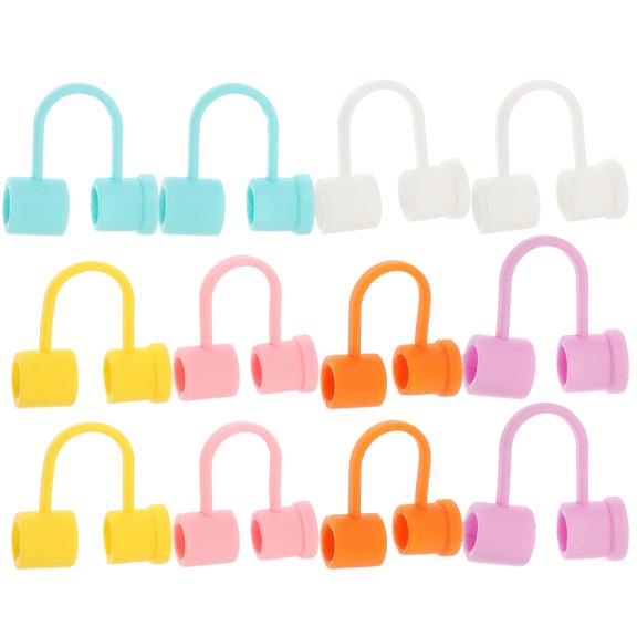 Yardwe 12Pcs Silicone Straw Stopper Assorted Color Reusable Cover for Home Use and Parties