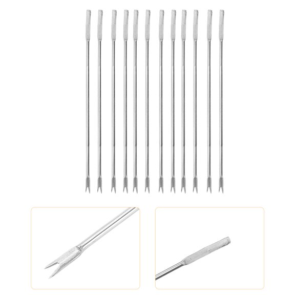 Yardwe 12Pcs Silver Rust Proof Seafood Tools for Home Crab Lobster Nut Shell Fork