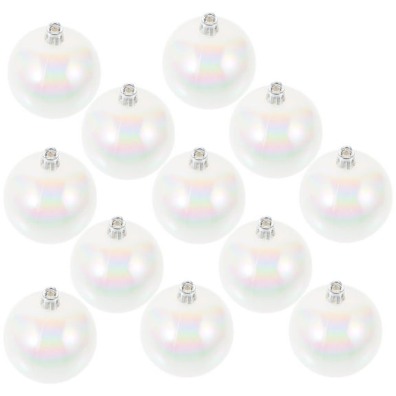 Yardwe 12Pcs White Decorative Ball Pendants Plastic Ornaments for Tree Hanging and Table Decoration