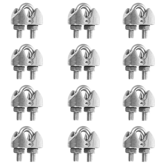 Yardwe 12Pcs Stainless Steel Cable Clamps with Forged Saddle for Secure Wire Rope and Cable Rigging