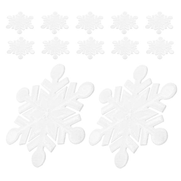 Yardwe 14Pcs Embroidered Snowflake Iron on Patches Decorative Fabric Stickers for Clothing
