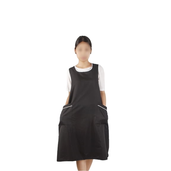 Yardwe Comfortable Black Hair Cutting Suspender Apron with Pockets Breathable Fabric for Barbers