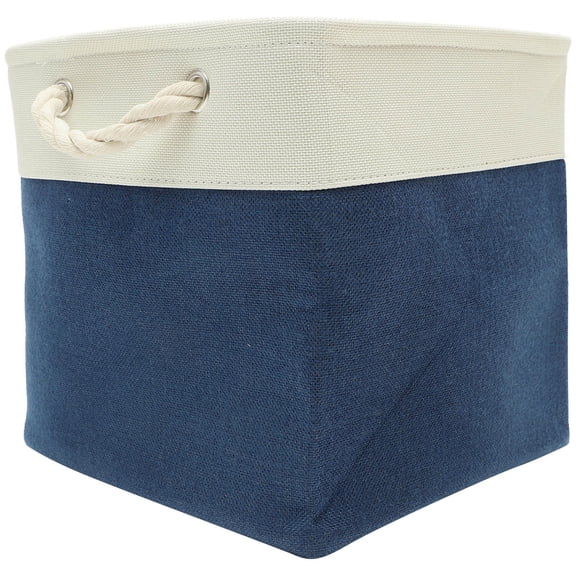 Yardwe Foldable Laundry Basket 1-Pack for Home Use, Dark Cyan Linen Nylon, 28x28x28cm Storage Organizer
