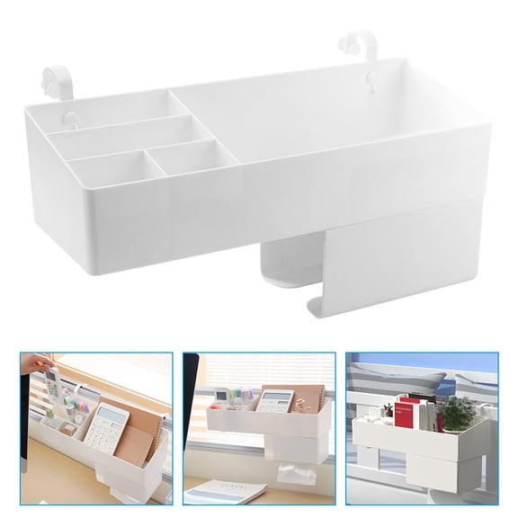 Yardwe White Plastic Hanging Organizer for Cosmetics, Home Office Supplies, Storage Solution for Small Items