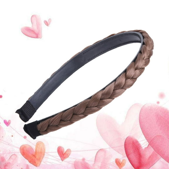 Yardwe Light Brown Wig Braid Hair Hoop Stylish for Party Wedding and Daily Wear
