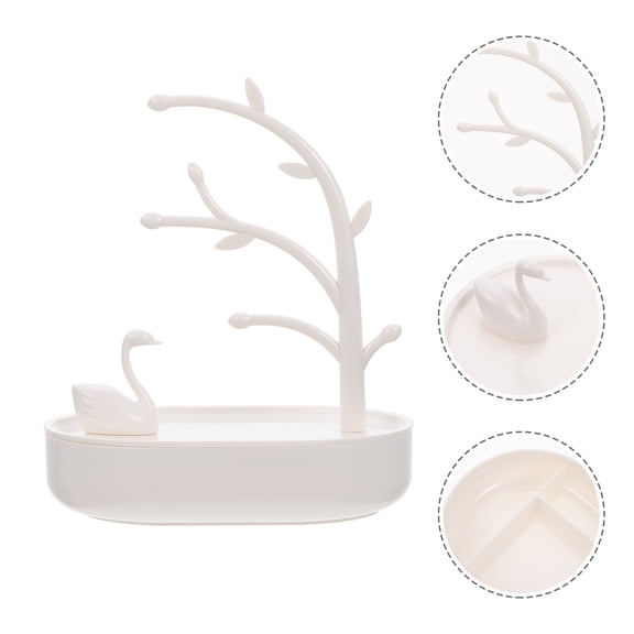 Yardwe White Jewelry Stand for Storage Lightweight Portable Necklace and Rings Organizer