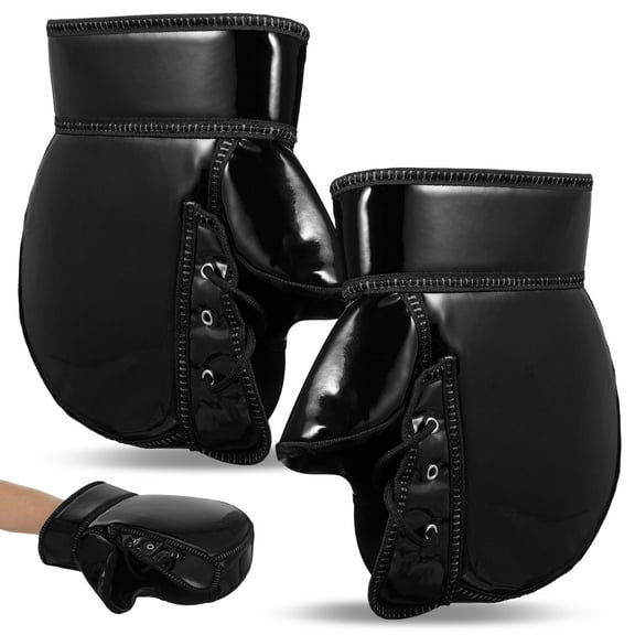 Yardwe 1Pair Waterproof Black Motorcycle Handlebar Muffs for Winter Riding with Reflective Strips