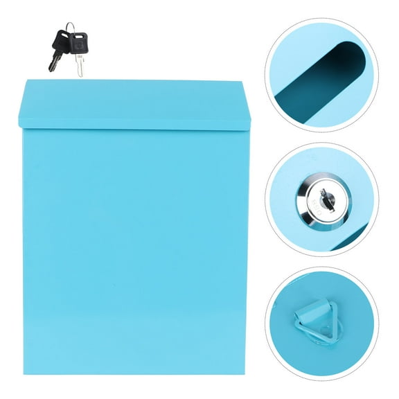 Yardwe 1Pc Blue Iron Post Box Stylish European Design Mail Storage for Home Use