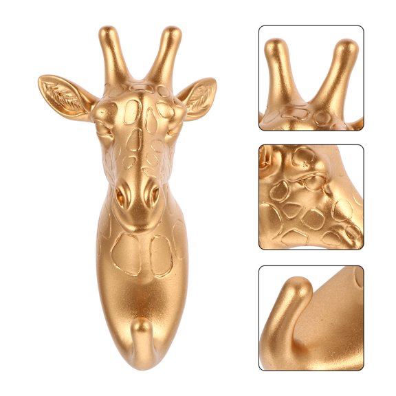 Yardwe 1Pc Golden Hanging Hook Stylish Giraffe Head Wall Hook Decorative Coat Holder for Home