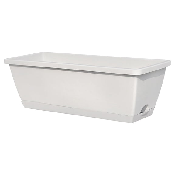 Yardwe 1Pc Light Grey Rectangular Planting Pots Resin Flowerpot Durable and Anti Deform for Balcony
