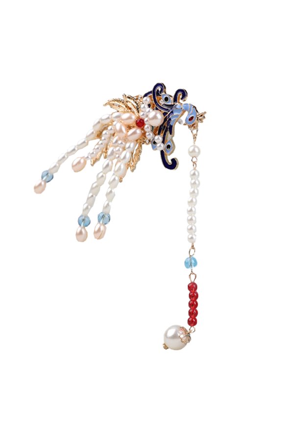 1Pc Unique Hair Clip Encrusted with Pearls for Chic Bridal Han Chinese Headdress