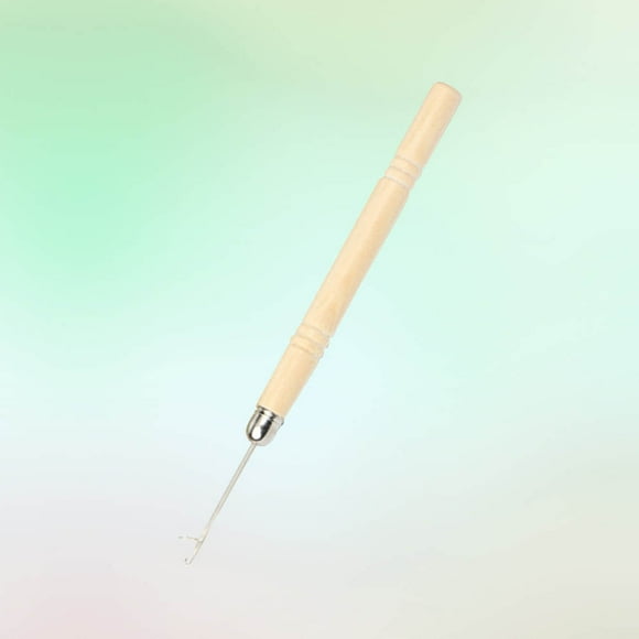 Yardwe 1Pcs Crochet Needle for Hair Extensions Wooden Metal for Barbershop Professionals Home Use