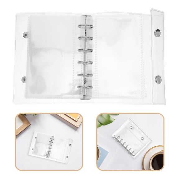 Yardwe 1Set A7 Clear Binder with Pockets Sleeves and Snap Strap for Compact Planner and Journal Use