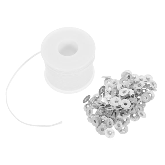 Yardwe 1Set Candle Wick Cotton Thread Roll Braided with Metal Base for Stable Flame DIY Craft Use