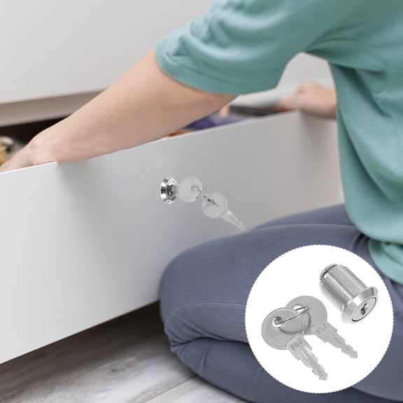 Yardwe 1Set Craftsman Style Cabinet Lock Plated Silver Metal Latch for Home Office Drawers and File Storage
