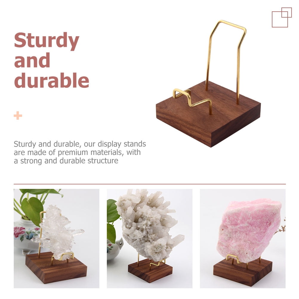 Yardwe Light Brown Wooden Sphere Stand for Crystal and Mineral Display ...