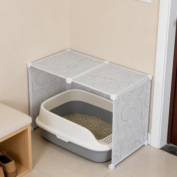 Yardwe 1Set DIY Cat Litter Box Enclosure Splash Guard Transparent Plastic with Top Cover for Splash Protection
