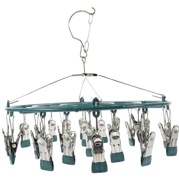 Yardwe Green Sock Drying Rack with Clips, PVC Anti-Rust Laundry Organizer for Home, Space-Saving Clothes Dryer