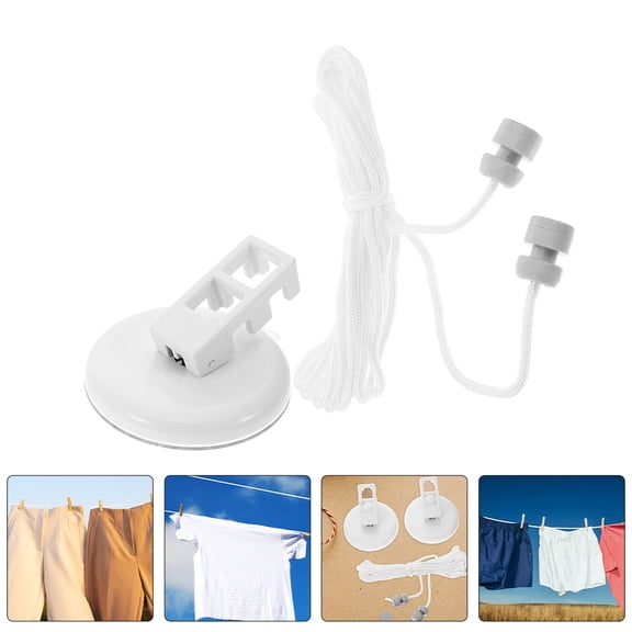Yardwe 1Set Outdoor Retractable Clothesline No Drill Installation Heavy Duty Laundry Line
