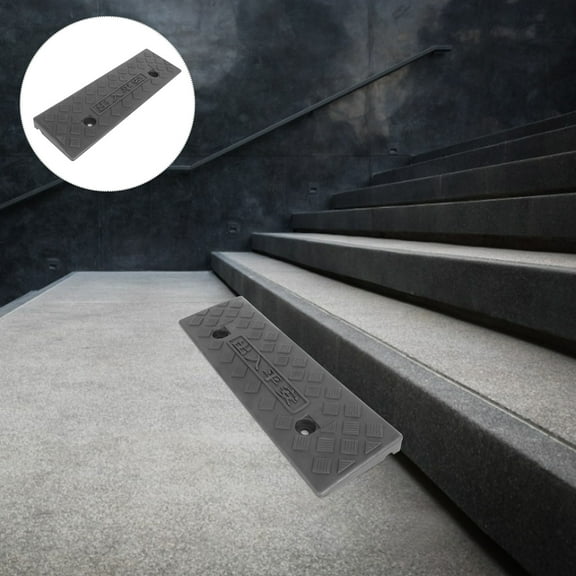 Yardwe Black Plastic Ramp with Stable Base for Doorways, Indoor Use, Easy Access for Car Owners and Mobility Assistance