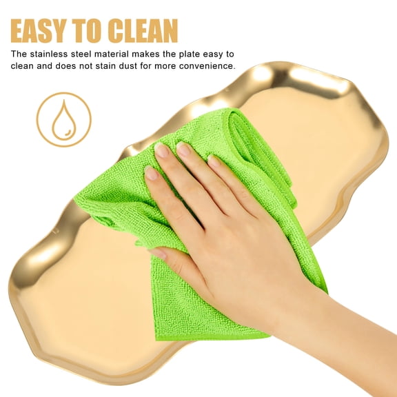 Yardwe Golden Stainless Steel Trinket Dish for Jewelry, Keys, and Small Items Holder on Desktop or Dresser