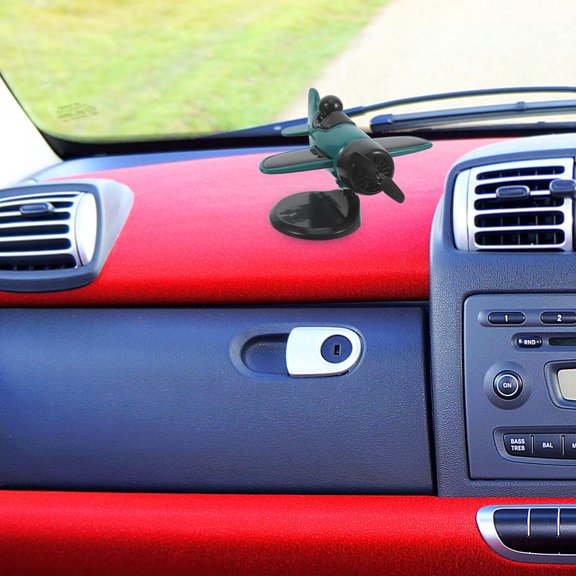 Yardwe 1Set Solar Powered Airplane Car Air Freshener Green Dashboard Ornament for Daily Use