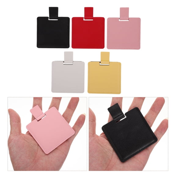 Yardwe Purse Mirror Eyebrow Shaping Makeup Mirrors Pink PU 5Pcs