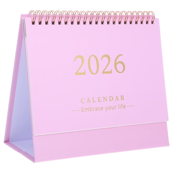 Yardwe 2026 Pink Table Calendar with Modern Foldable Stand and Ink Resistant Thick Paper