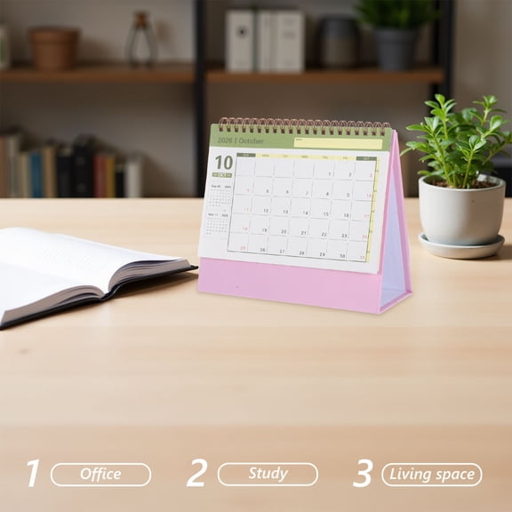Yardwe 2026 Tabletop Calendar Pink Compact Standing Flip Monthly Planner for Organized Days
