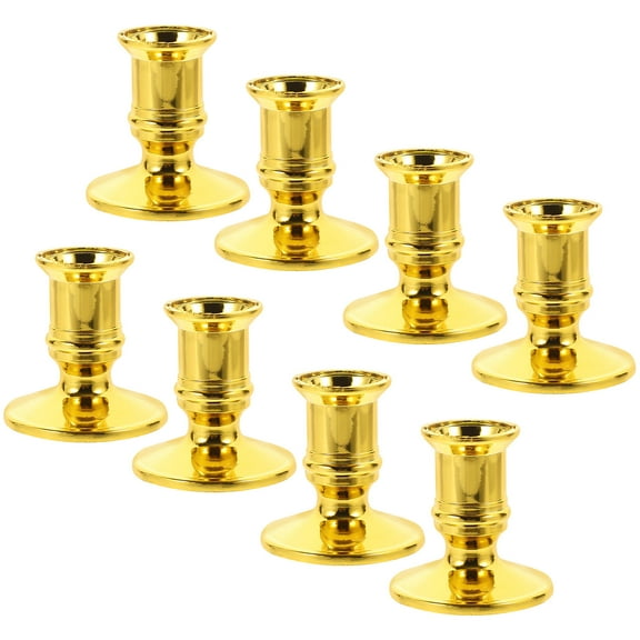 Yardwe 20Pcs Reusable Golden Candle Stand Plastic Pillar Candle Base for Cafe and Bar Decor