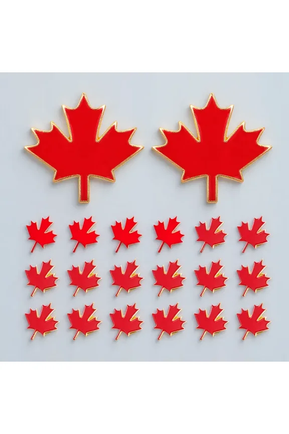 20Pcs Red Metal Maple Leaf Brooch Stylish Clothes Pin Suitable for Formal and Casual Use