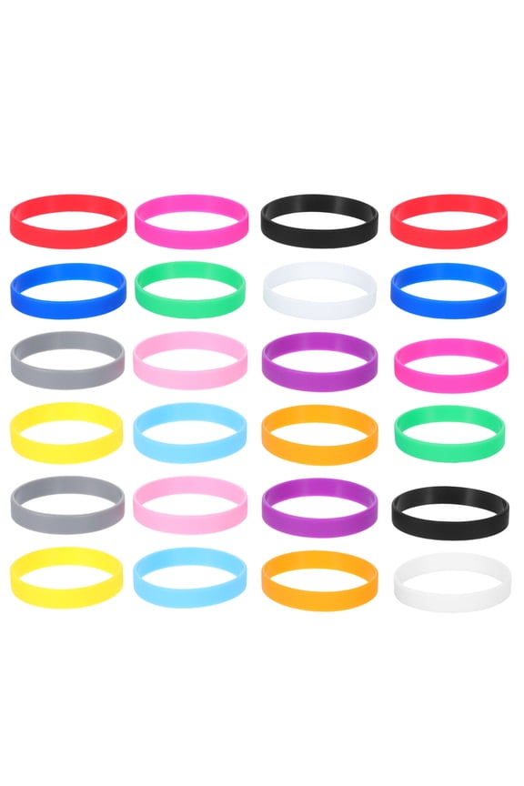 24PCS Rubber Bracelets For Teens Orange Silicone Circular Bracelet For Concerts