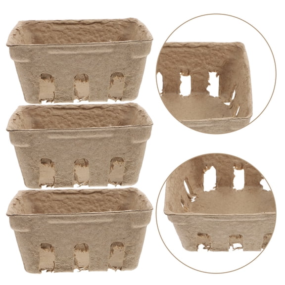 Yardwe 24Pcs Beige Fruit Picking Baskets with Ventilation Holes for Fresh Storage and Easy Transport