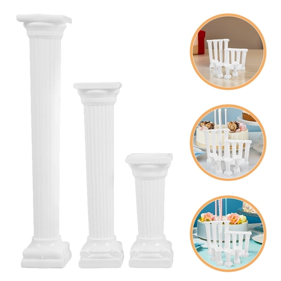 Yardwe Roman Column White Plastic Cake Tiered Stand Pillars 24 Pieces