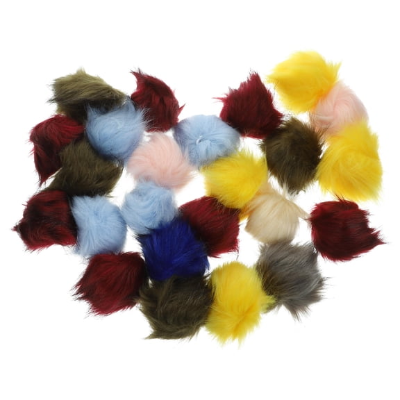 Yardwe 24Pcs Multi Color Fluffy Faux Fur Balls for Handmade Crafts Clothes and Shoes Decoration