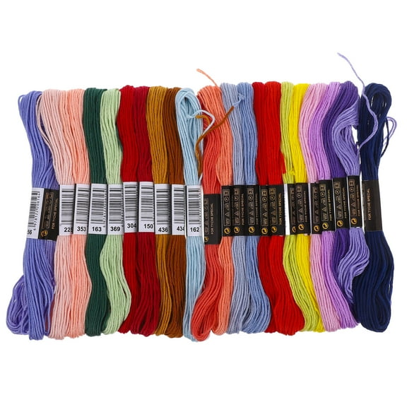 Yardwe 24Pcs Soft Polyester Cotton Embroidery Thread Set for Hand and Machine Sewing