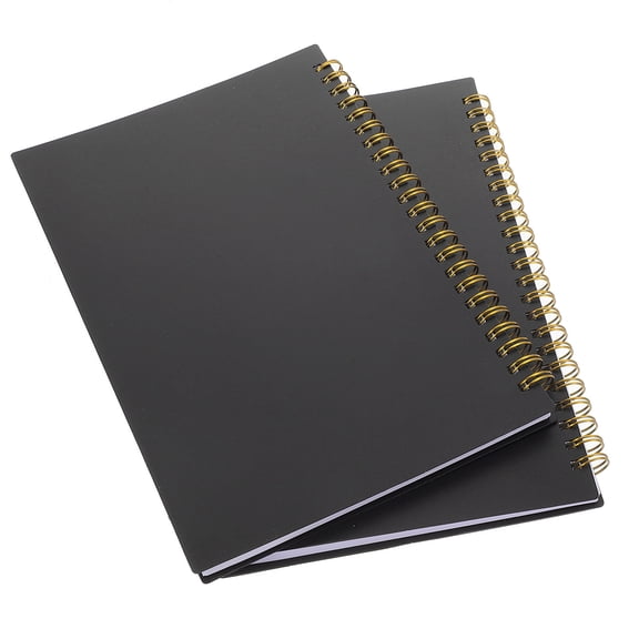 Yardwe 2Pcs Accounting Grid Notebook Black Vertical Horizontal Layout for Business Record Keeping