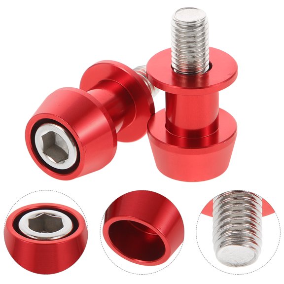 Yardwe 2Pcs Aluminum Alloy Red Swingarm Spools for Motorcycle Stand Secure Attachment