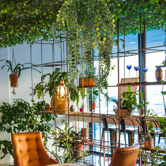 Yardwe 2Pcs Simulation Plant Vine Pendant Waterproof Plastic Green Hanging Ornament